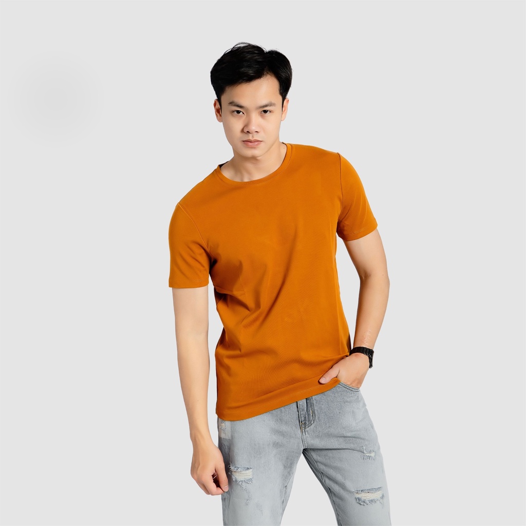 Áo thun nam cổ tròn basic CIZA vải cotton dày dặn, co giãn, tay ngắn size S M L XL  ATNB02
