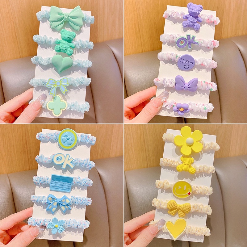 Set 5 chun buộc tóc gắn charm dễ thương