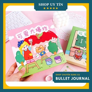 Hộp Sticker bé gái màu xanh dễ thương để trang trí sổ bullet 100 tấm hình dán đẹp