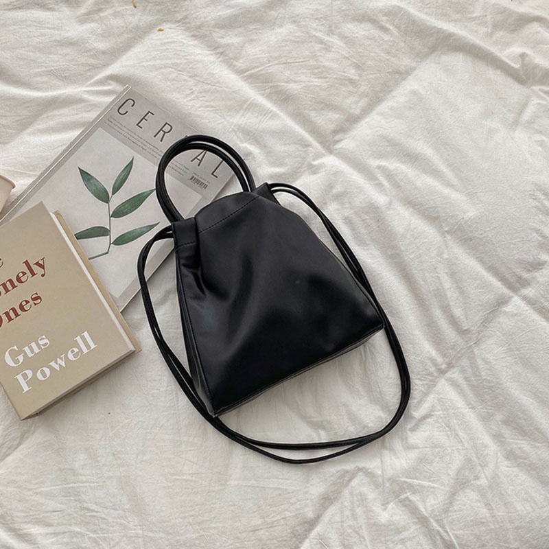 Túi Xách Da PU Cỡ Lớn Mềm Mại Màu Đen Phong Cách Hàn Quốc Cho Nữ