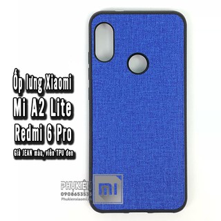 Ốp lưng Xiaomi Mi A2 Lite / Redmi 6 Pro, giả JEAN màu, viền TPU dẻo đen - Xanh