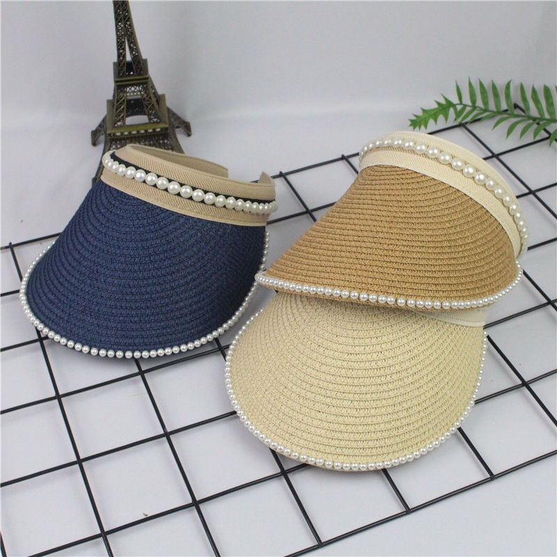 Mũ Rơm Đính Ngọc Trai Thời Trang Cho Nữ