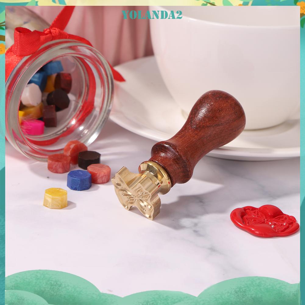 Con dấu sáp niêm phong thư hình nơ với tay cầm kim loại phong cách retro