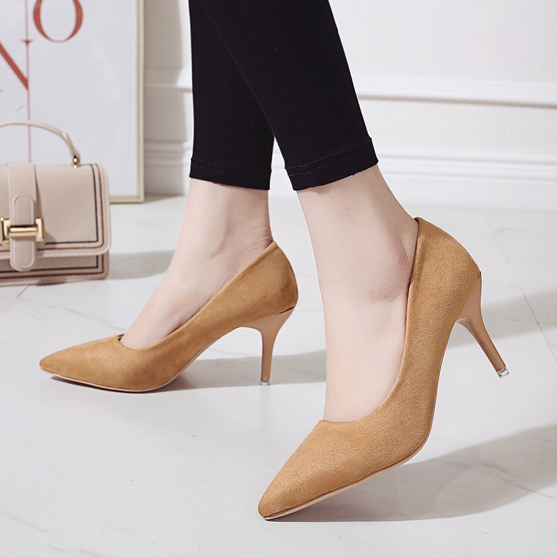 Giày Cao Gót Nhung Mũi Nhọn Cho Nữ (6 Màu)