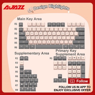 Ajazz 129 Keys PBT Keycaps Mechanical Keyboard Keycaps Game-player Gaming Keyboard PBT Key Cap for Cherry MX Switch Mechanical Keyboard