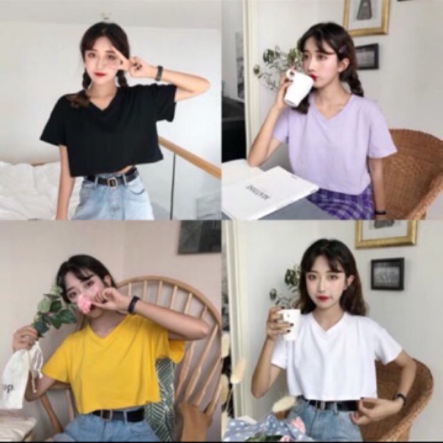 Áo croptop cổ v