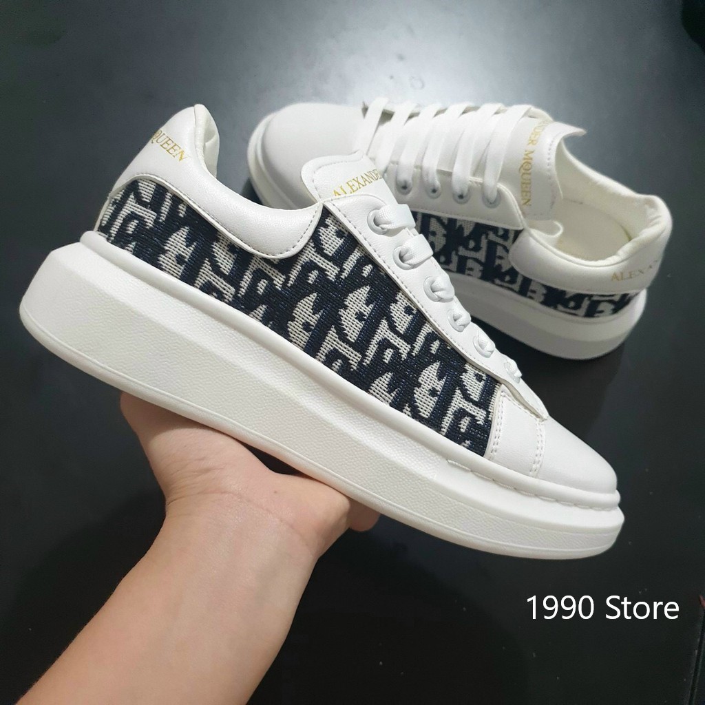 Giày thể thao , giày dior độn đế mc queen màu trắng nam nữ mẫu sneaker cổ thấp giá rẻ pha cực đẹp nhập khẩu 1990store