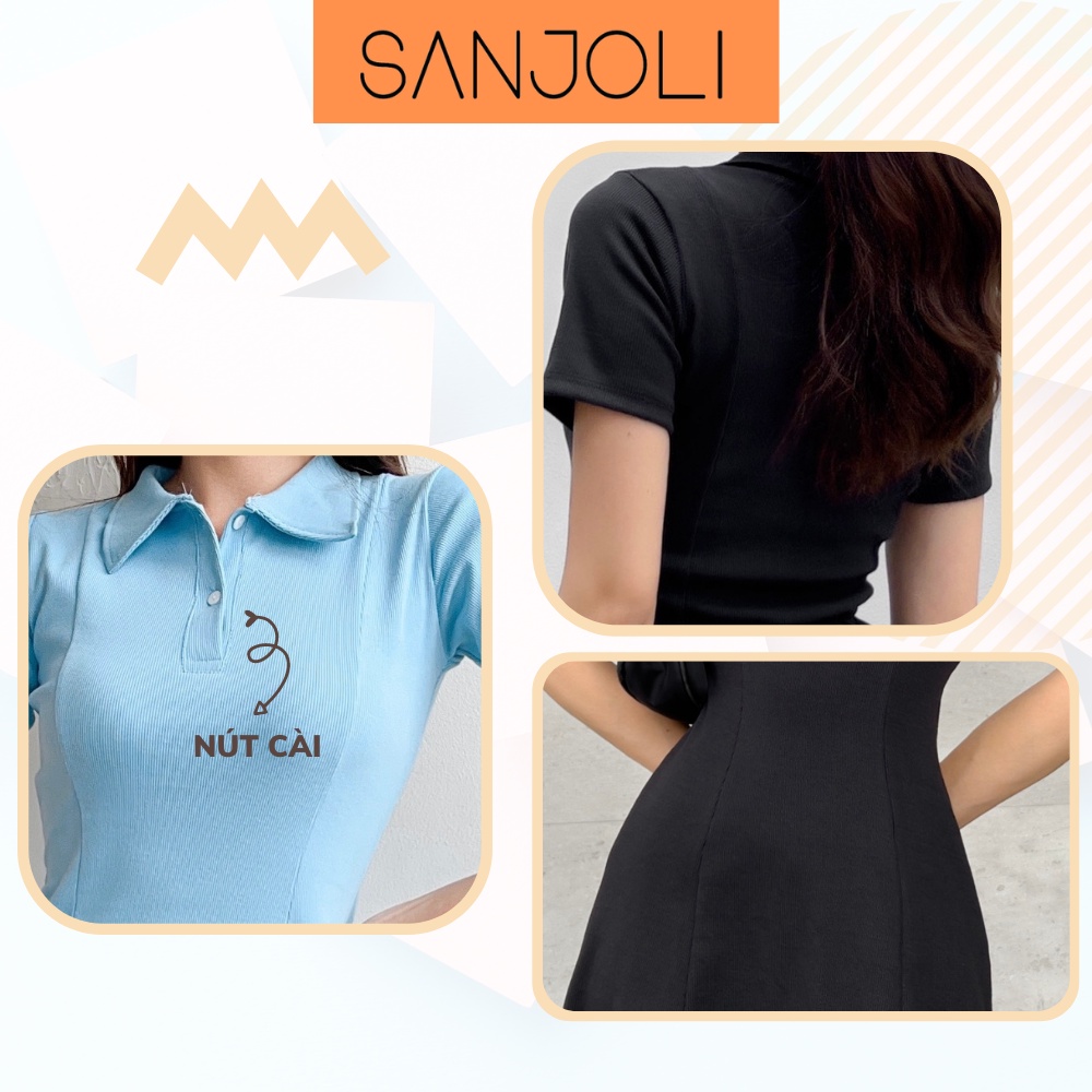 Váy Polo Nữ SANJOLI Đầm Body Chất Thun Gân Thiết Kế Ôm Eo Dáng Xòe Tay Ngắn Đi Dự Tiệc, Đi Chơi VD081 | BigBuy360 - bigbuy360.vn