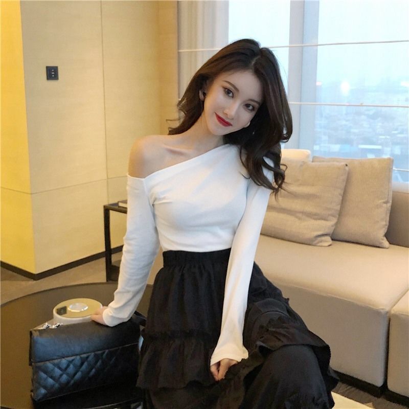 Áo Thun Tay Dài Trễ Vai Thời Trang Quyến Rũ Cho Nữ