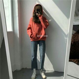 Áo hoodie nỉ bông cam đất