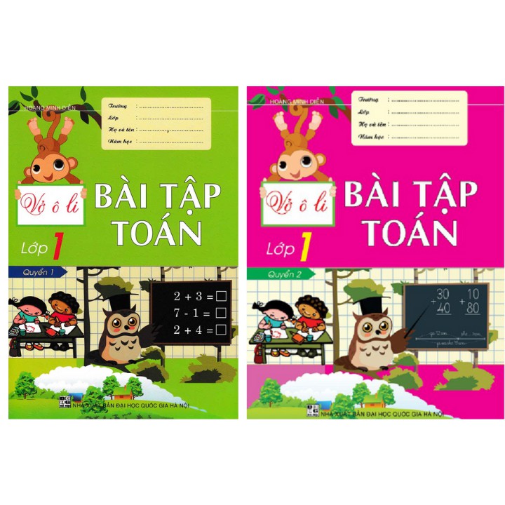 Sách Bổ Trợ - Combo Vở ô li bài tập Toán lớp 1 quyển 1+2 (bộ 2 cuốn)