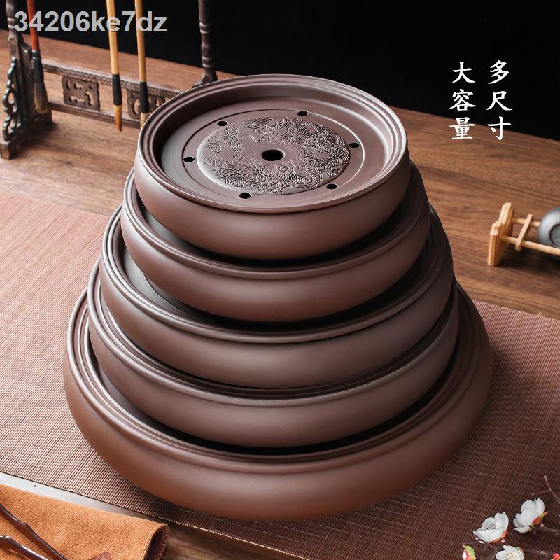 ﹉Kung Fu khay trà trà biển bàn trà cát tím lớn khay trà gốm sứ bộ trà đơn giản hộ gia đình hình tròn khay trà đựng nước