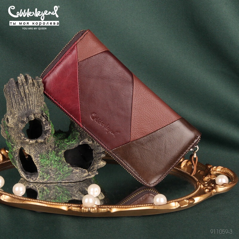 Ví COBBLER LEGEND da thật dáng dài đựng thẻ có khóa kéo thời trang dành cho nữ