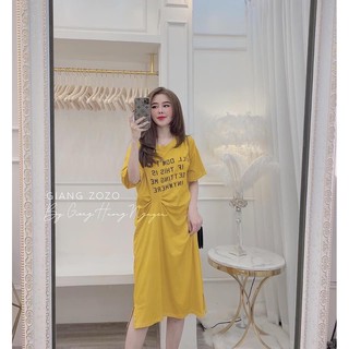 Váy chữ xoắn eo vàng đen