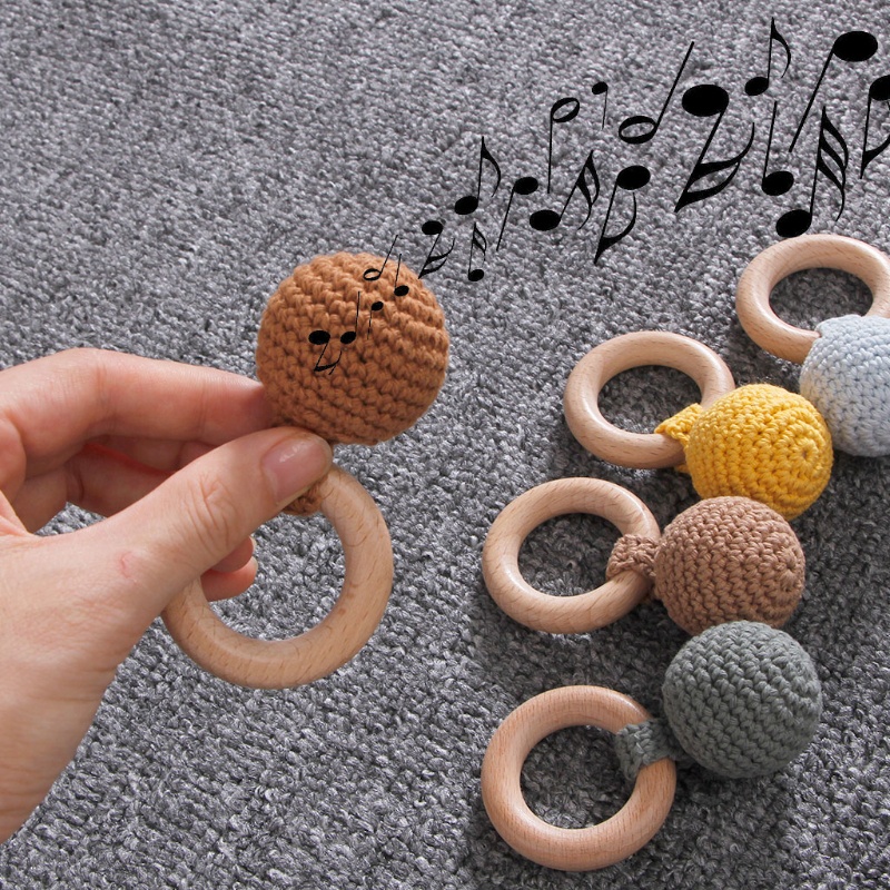 Đồ Chơi Ngậm Cắn Gắn Bóng Lông Xinh Xắn Cho Bé