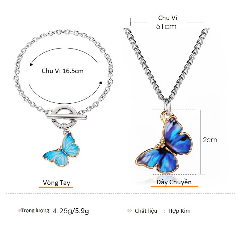 Vòng Tay Tình Bạn Mặt Hình Bướm Xanh Dương Kiểu Hàn Quốc Xb-L45 - Bảo Ngọc jewelry