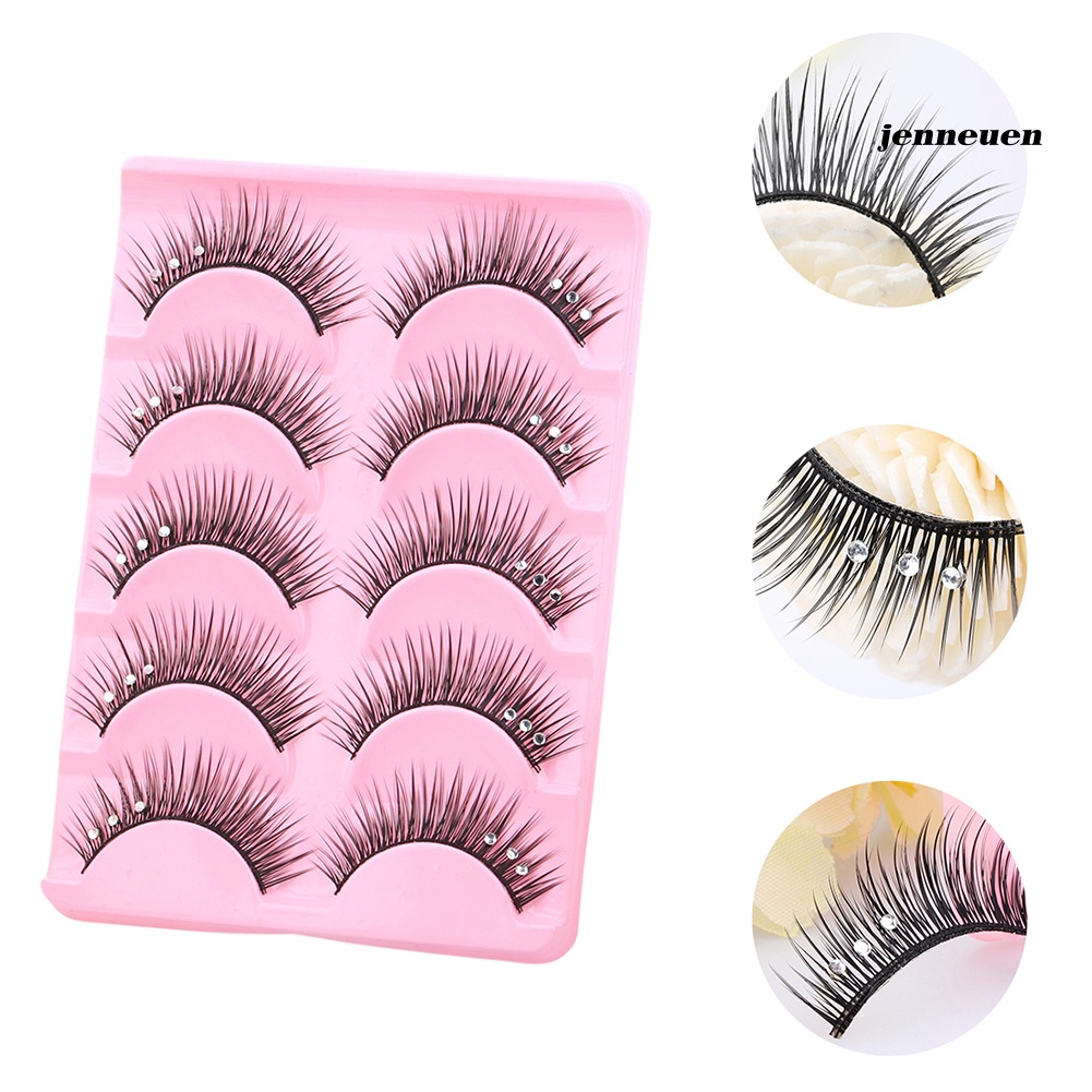 Set 5 Cặp Lông Mi Giả Đính Đá Lấp Lánh Trang Điểm Sân Khấu