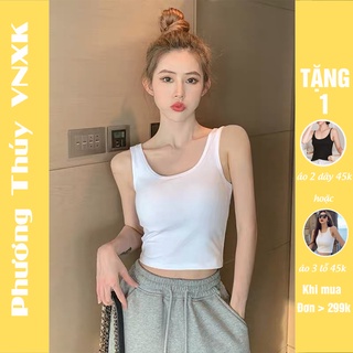 Áo croptop nữ phương thúy vnxk - áo ba lỗ trơn chất cotton mát mịn siêu xinh