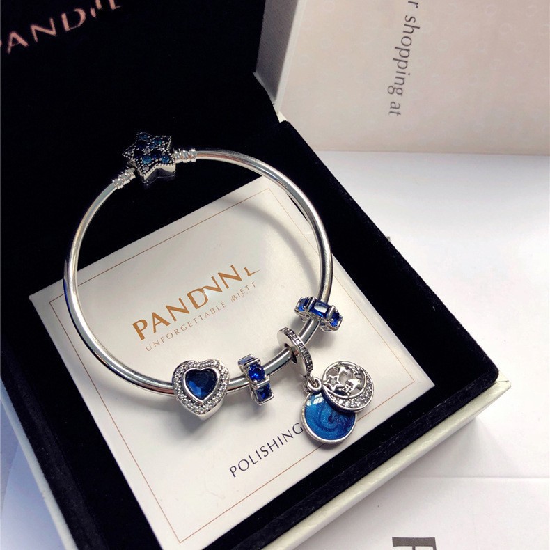 Bộ Vòng Tay Mạ Bạc 925 Hình Bông Tuyết Đính Pha Lê Màu Xanh Dương Làm Quà Tặng Sinh Nhật Mới0215631 Aa03564sfsd