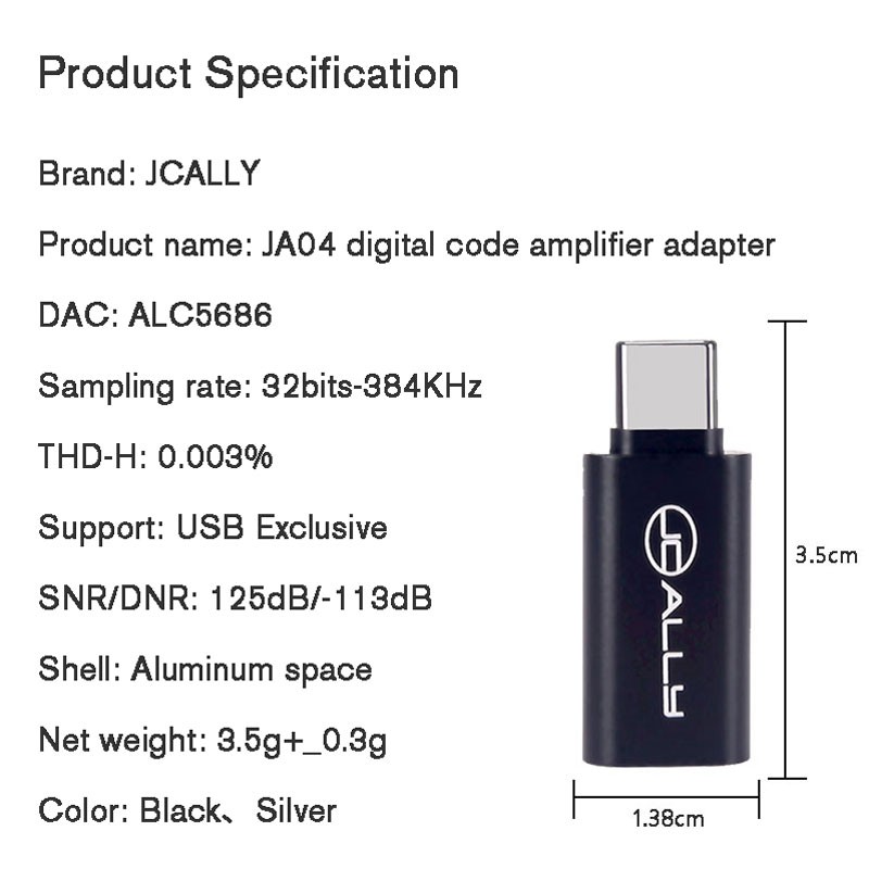 Thiết bị chuyển đổi âm thanh tiêu chuẩn Jcally JA04 HIFI ALC5686 chip DAC cho Google Huawei chất lượng cao