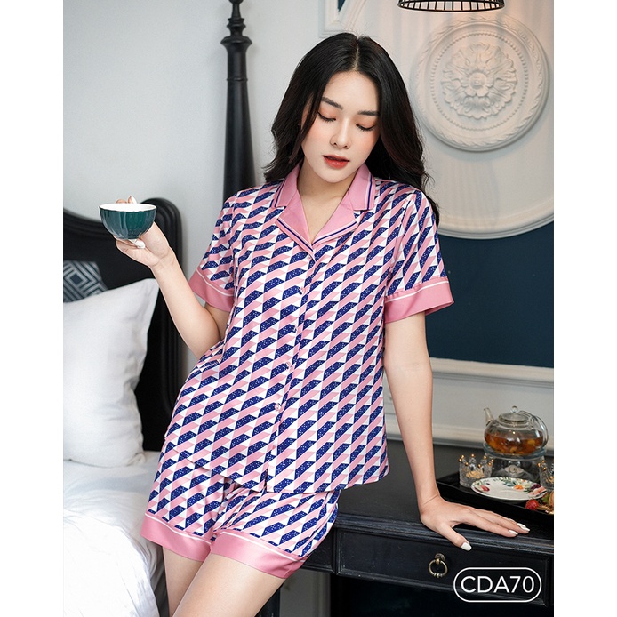 Bộ ngủ satin ZAM Luxury - CDA70 - Áo ngắn tay quần đùi