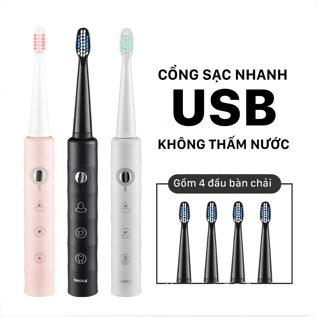  Bàn Chải Điện Chải Răng Clear Sonic ( Tặng Kèm 3 Đầu Bàn Chải)