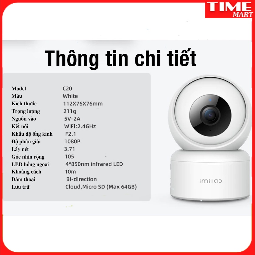 Camera IP giám sát C20 1080p IMILAB bản Quốc Tế [TIME_MART siêu thị tiện ích gia đình]