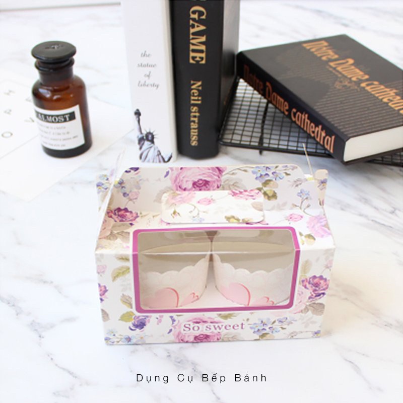 Hộp Đựng Bánh Cupcake 2 Ngăn Phong Cách Vintage