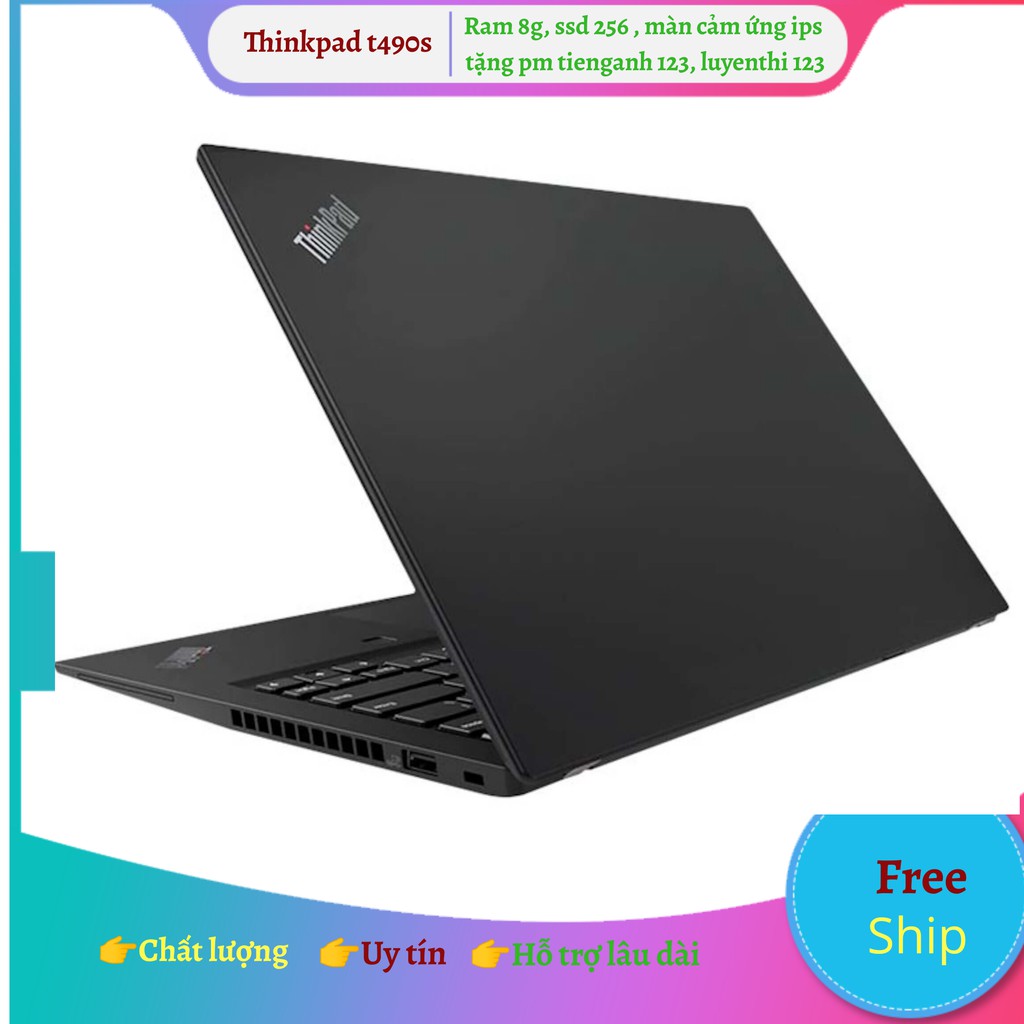 Laptop Lenovo ThinkPad T490s, laptop tặng cặp, chuột quang, 2 phần mềm bản quyền tienganh123, luyện thi123 trọn đời