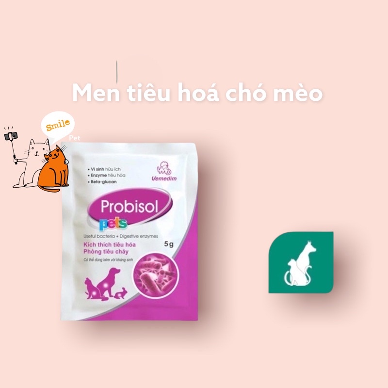 Vemedim Probisol for pets cân bằng hệ vi sinh đường ruột, giúp tiêu hóa tốt cho chó, mèo, hamster, gói 5g