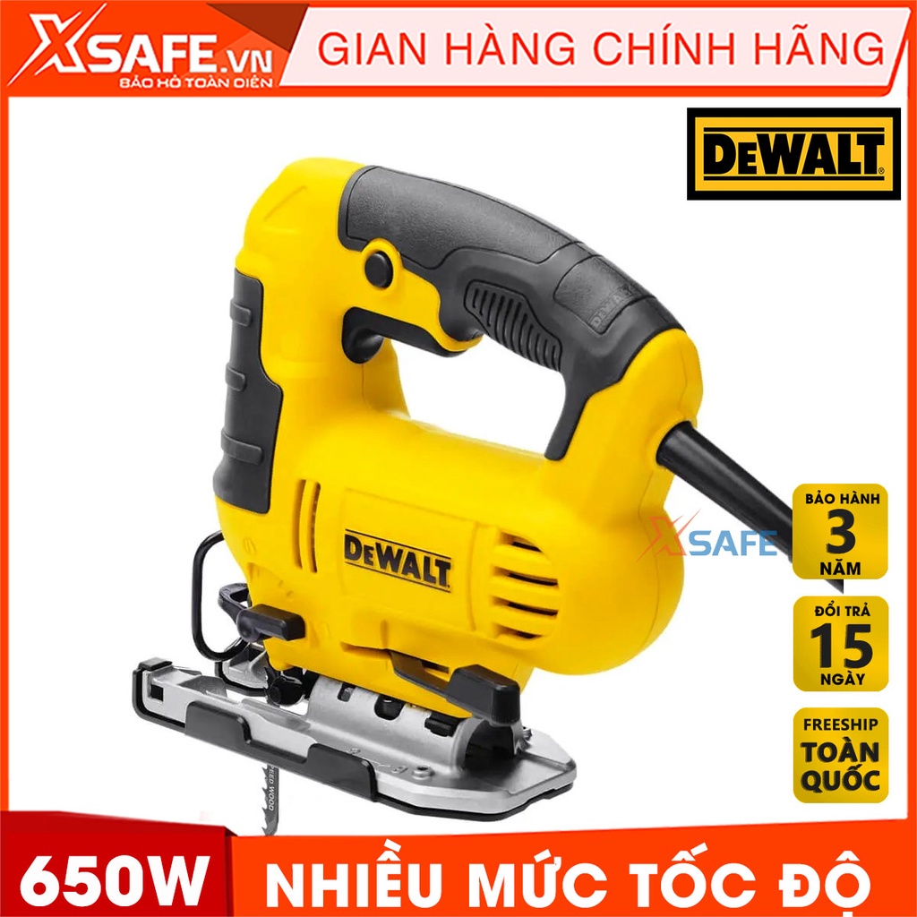 Máy cưa DEWALT DWE349-B1 650W đa cấp tốc độ Máy cưa cầm tay DeWalt đèn LED trợ sáng, cưa gỗ 75mm, cưa sắt 5mm