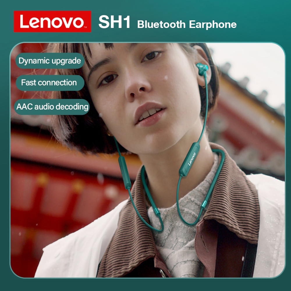 Tai nghe không dây Lenovo SH1 IPX5 thiết kế đeo cổ từ tính chống thấm nước có micro