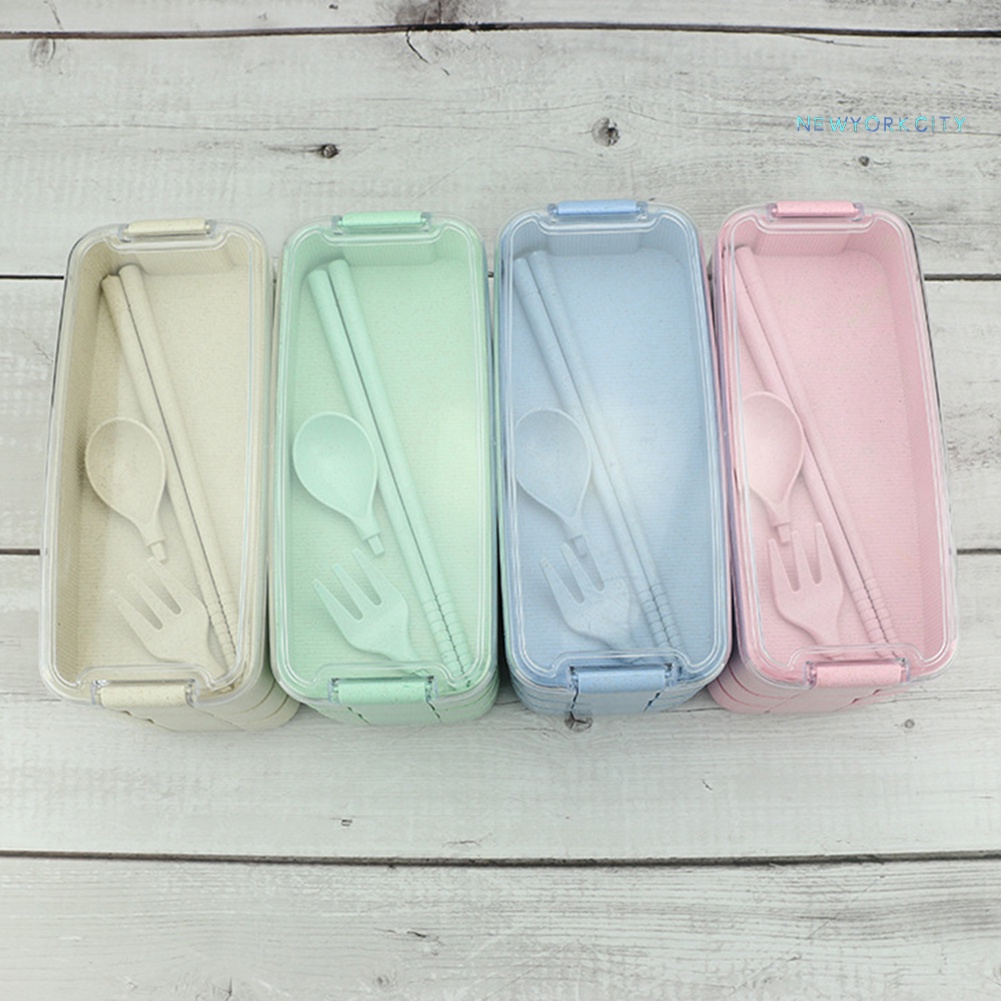 Hộp cơm NYC 900ml 3 Tầng Kèm Muỗng Nĩa