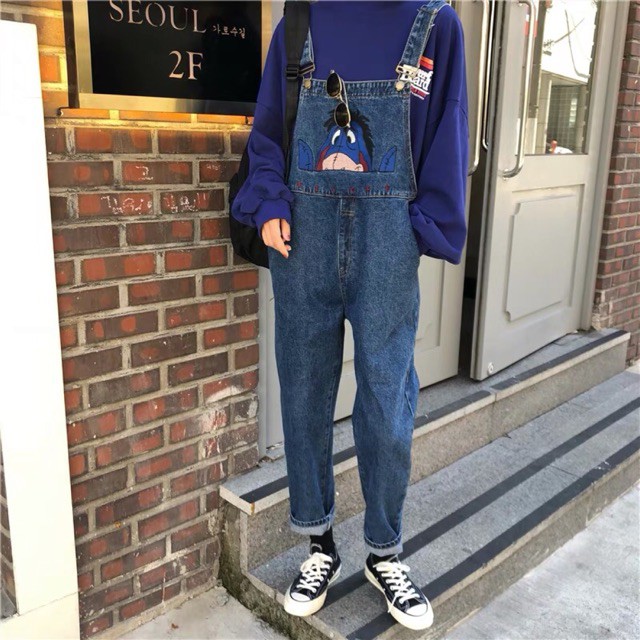 [ ORDER ] yếm jeans thêu hình lừa có size lớn /yếm bò hoạt hình / yếm jeans có size lớn bigsizekenkentui-0271 | BigBuy360 - bigbuy360.vn