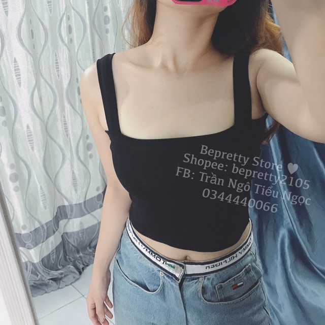Áo croptop 2 dây bản lớn
