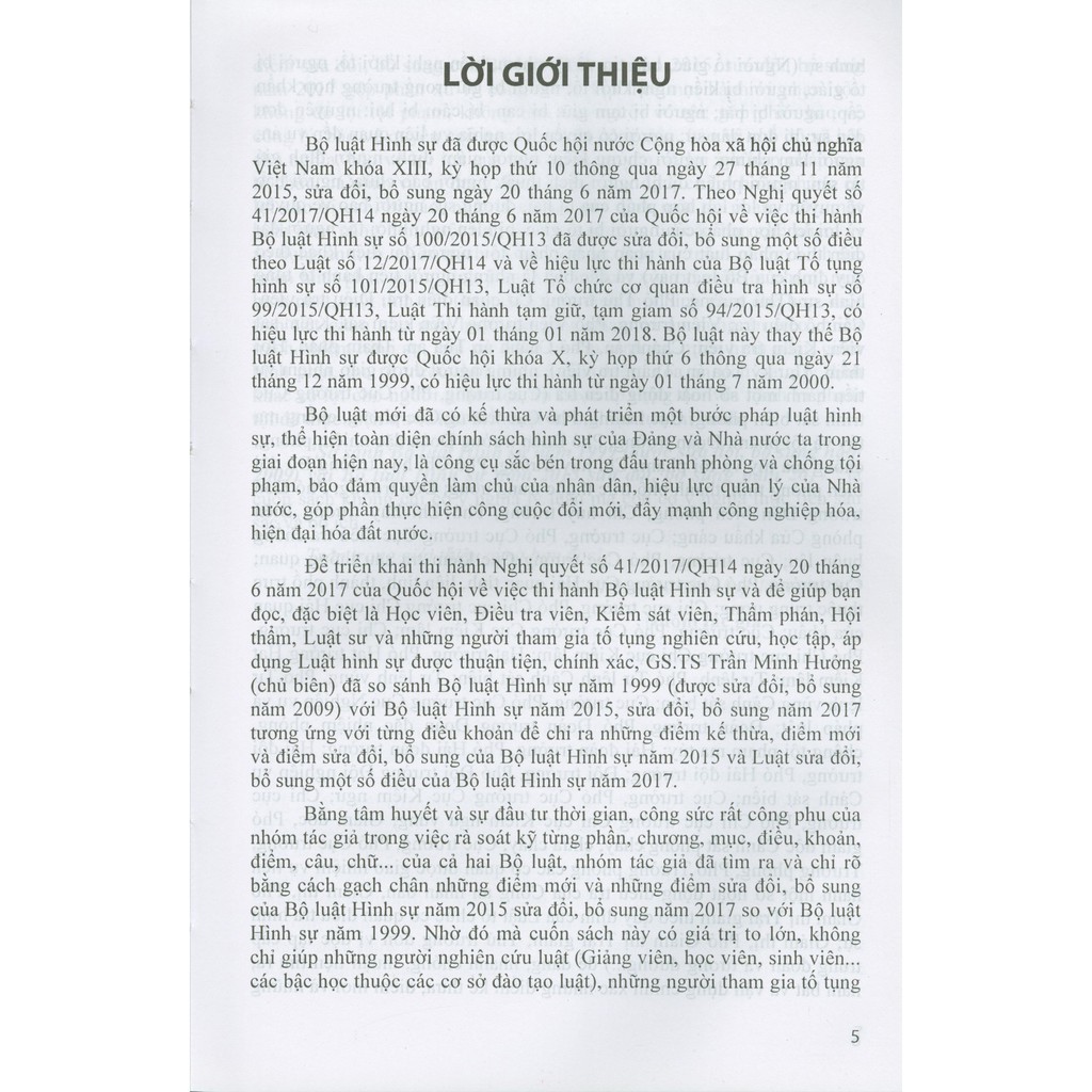Sách - So Sánh Bộ Luật Hình Sự Năm 1999 (SĐ,BS Năm 2009) Với Bộ Luật Hình Sự Năm 2015 (SĐ,BS Năm 2017) | BigBuy360 - bigbuy360.vn