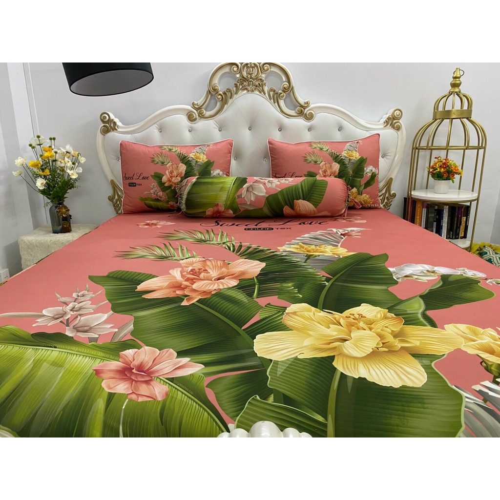 Bộ Drap gối  thun Ý 5D Cao Cấp , mát lạnh, thấm hút tốt