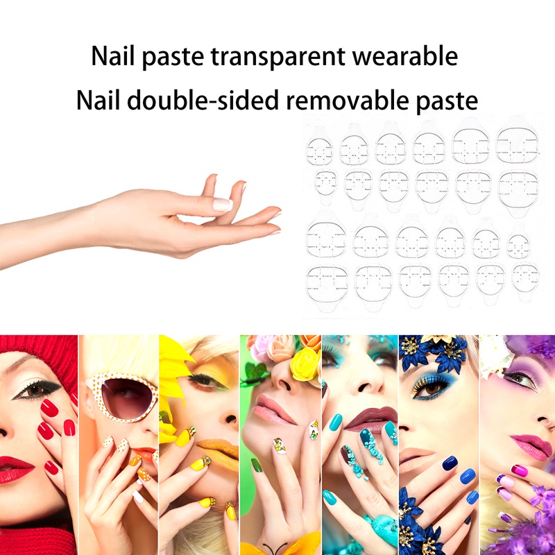 [Hàng mới về] Bộ 240 Miếng Keo Dán Hai Mặt Trong Suốt Tiện Dụng Để Trang Trí Móng Tay