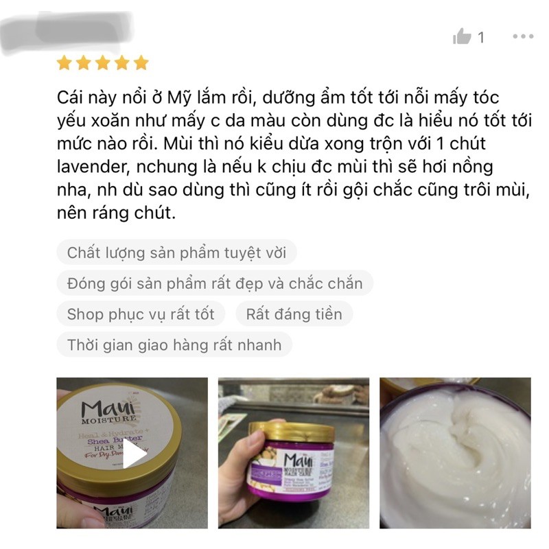 KEM, SỮA DƯỠNG TÓC SHEA MOISTURE VÀ Ủ TÓC MAUI MỸ