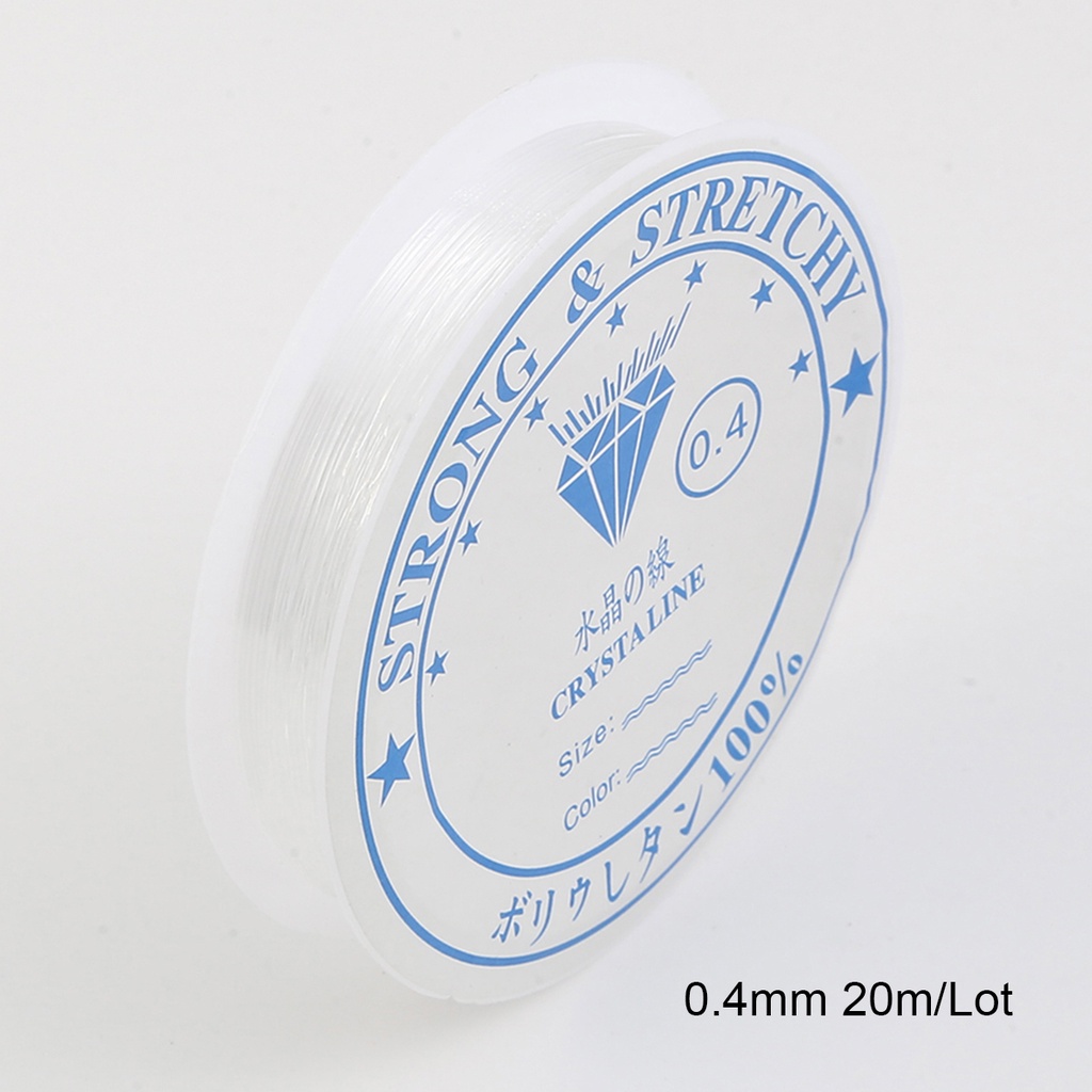 Cuộn dây co giãn màu trắng pha lê BEADIA 0.4mm dài 20m dùng để làm đồ trang sức thủ công