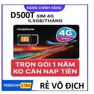 Sim d500 - miễn phí 1 năm vào mạng 4g tốc độ cao , bảo hành 12 tháng