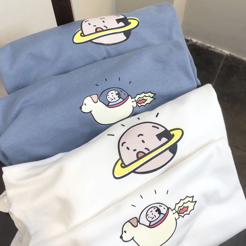 Áo thun in họa tiết hoạt hình phong cách Hàn Quốc 2020 cho phái nữ