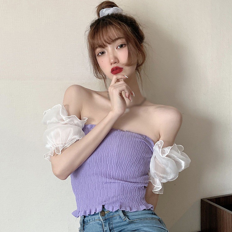 Áo Thun Ngắn Tay Cổ Vuông Họa Tiết Hoa Xinh Xắn Dành Cho Nữ