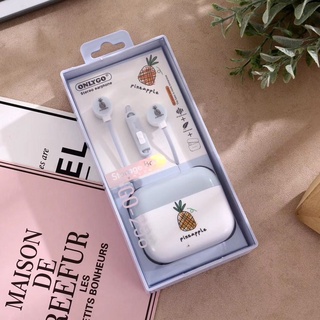 Tai nghe nhét tai có hộp đựng hình hoa quả cute dễ thương (giắc cắm chân thẳng, có mic)