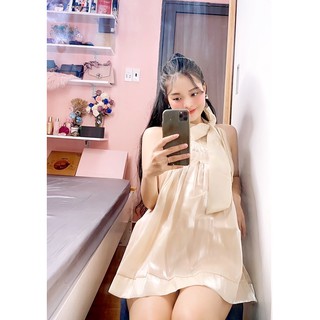 Set áo cột nơ + quần sort voan tơ cao cấp