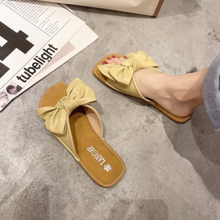 Dép quai ngang QIAOYILUO thắt nơ thời trang Hàn Quốc cho nữ