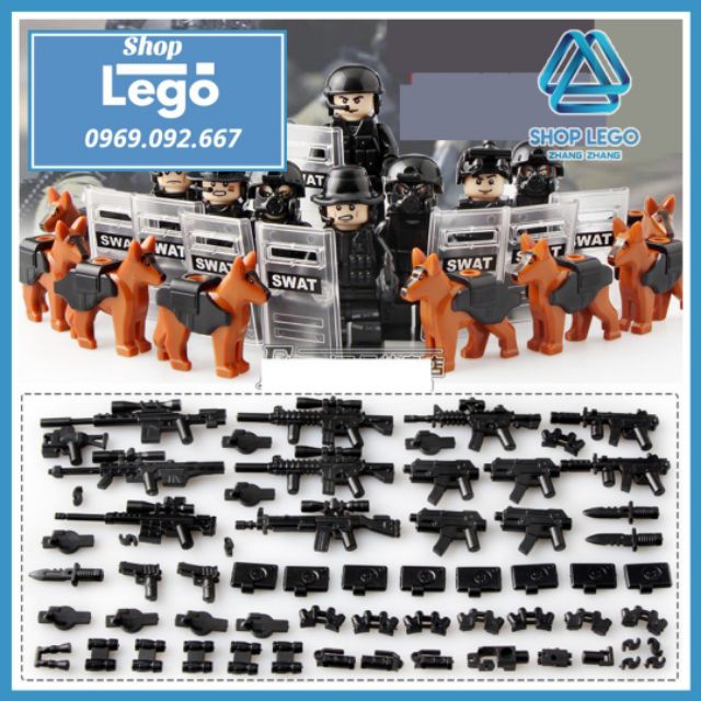 Xếp hình biệt đội SWAT đặc nhiệm và chó nghiệp vụ Lego Minifigures Kopf KF6067