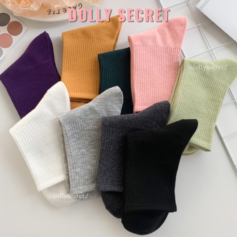 Tất nữ cao cổ dễ thương màu pastel trơn chất liệu cotton mềm mịn thoáng DOLLY SECRET T17