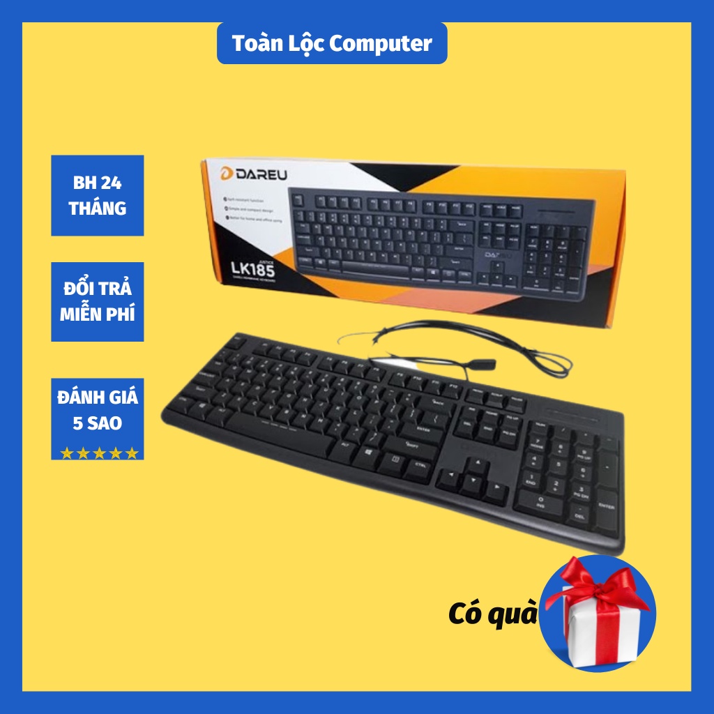 Bàn phím dùng cho máy tính laptop có dây DAREU LK185 giá rẻ hàng chính hãng