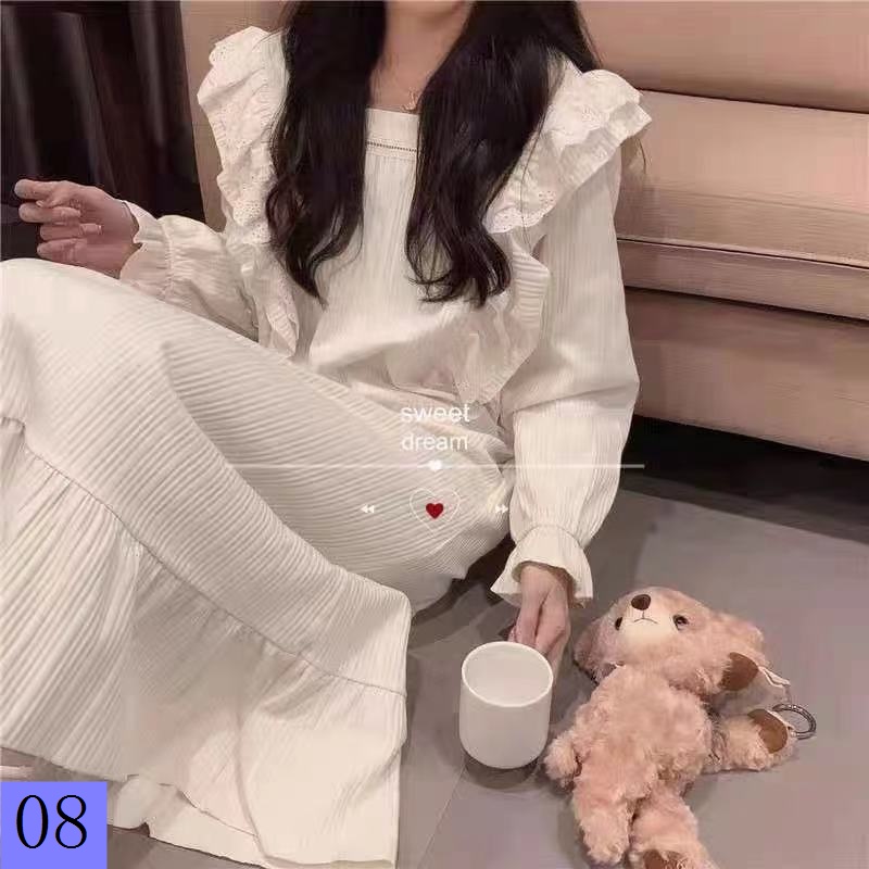 Đầm Ngủ Tay Dài Phong Cách Công Chúa Dễ Thương Thời Trang Xuân Thu Cho Nữ